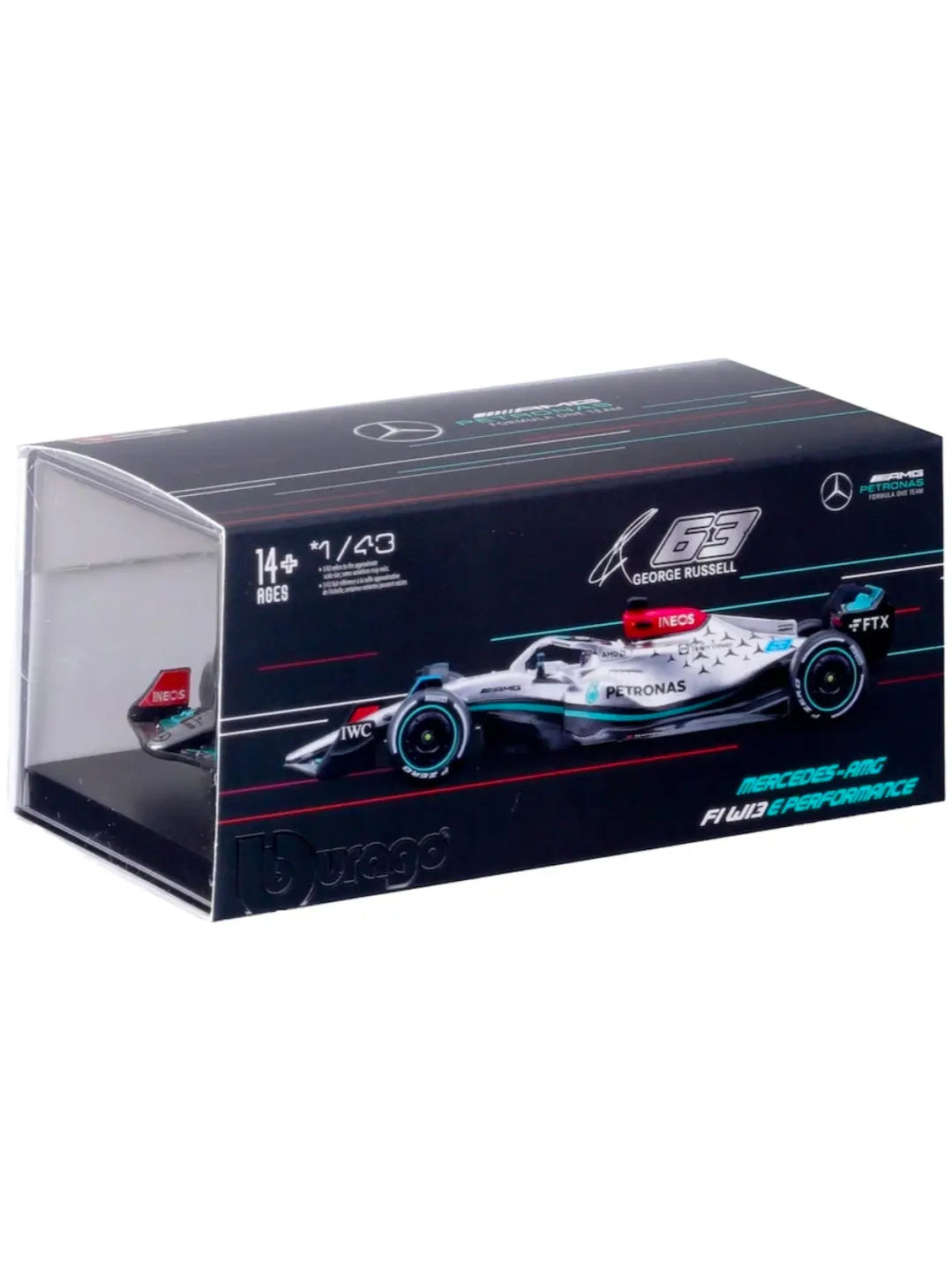George Russell 2022 Mercedes W13 1:43 Scale Model Car – No.63 F1 Collectible with Driver Figure Av8Store