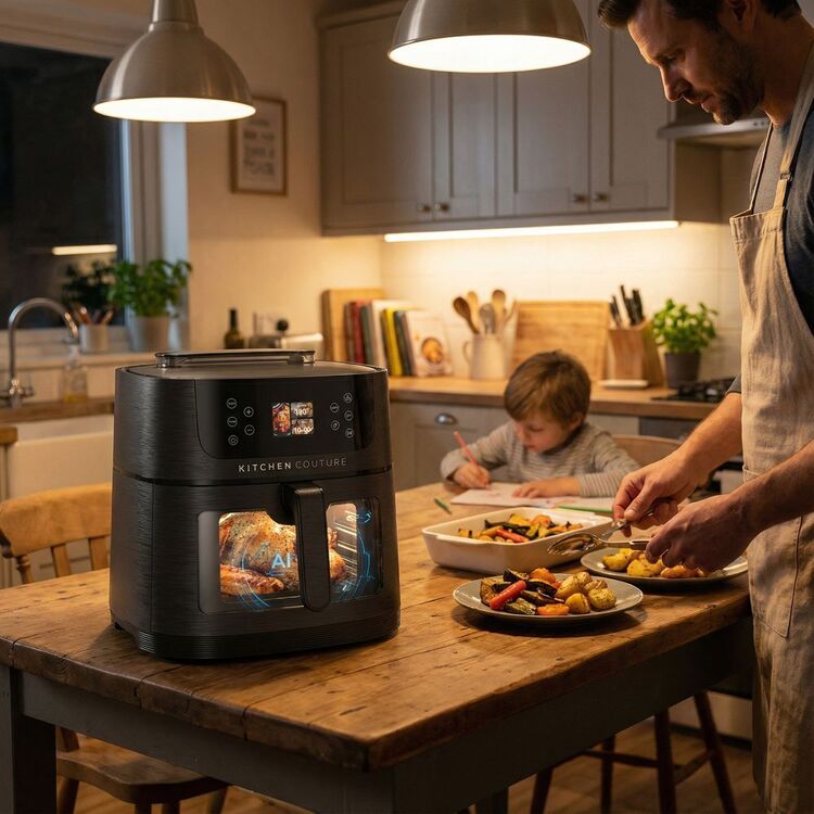 Kitchen Couture 8L AI Smart Sense Ceramic Auto Cooking Air Fryer - Black