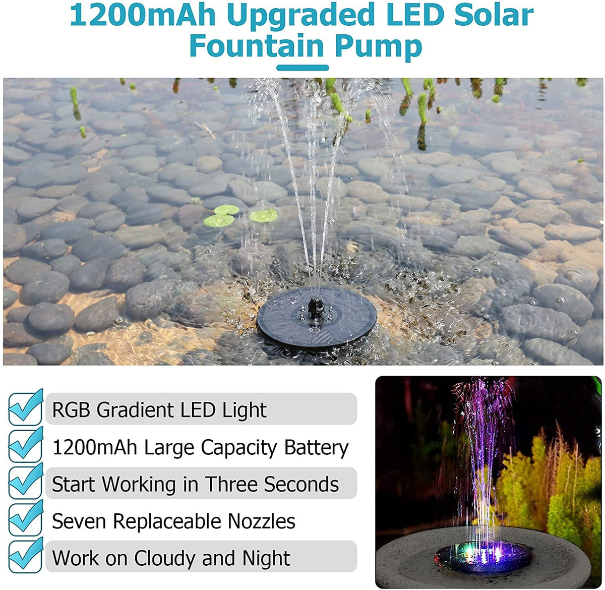 Solar fountain spray patterns