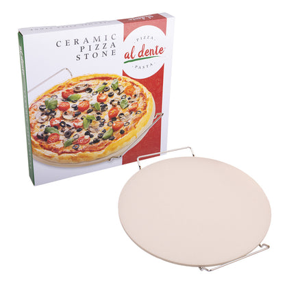 Al Dente pizza stone with cooked pizza
