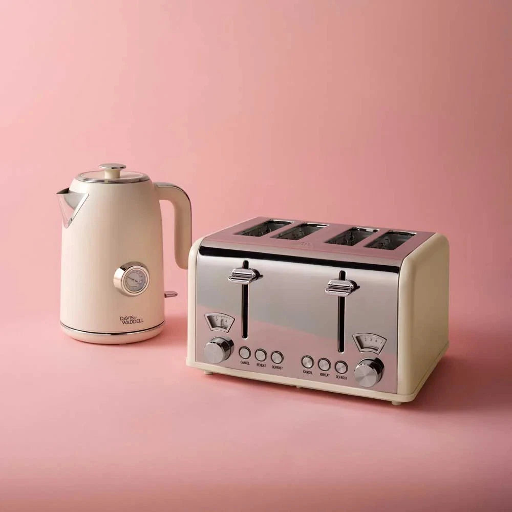 Davis & Waddell Newbury Vintage 4-Slice Toaster – Cream & Stainless Steel RBK Av8Store