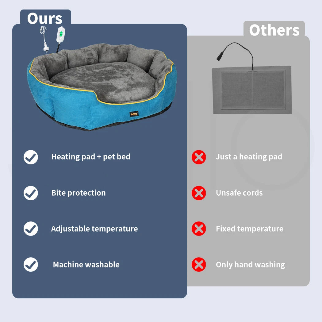 PaWz Heated Pet Bed – Electric Warming Mat for Dogs & Cats | Removable Washable Cover | S–XL GPG Av8Store