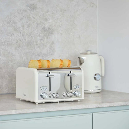 Davis & Waddell Newbury Vintage 4-Slice Toaster – Cream & Stainless Steel RBK Av8Store