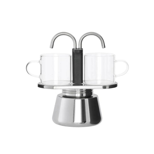 Leaf & Bean Piazza Stovetop Espresso Maker with 2 Glass Cups – Induction Compatible RBK Av8Store