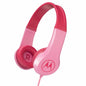 Motorola Kids Wired Over‑Ear Headphones – Pink | In‑Line Mic + 3.5mm Audio Splitter | School headphones KGS