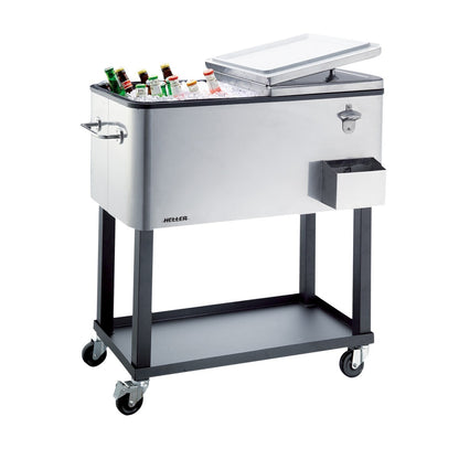 Heller Alfresco 80L Ice Drink Cooler Cart Trolley for BBQ Party