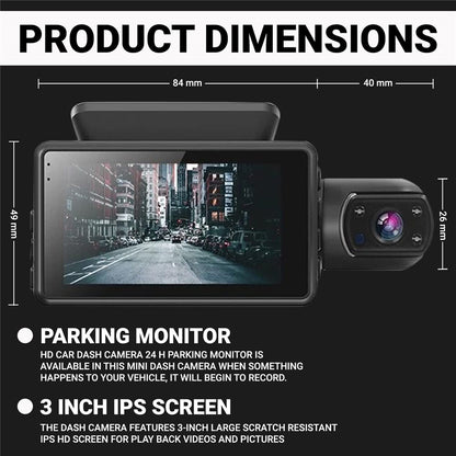 Dash cam wide angle front recording