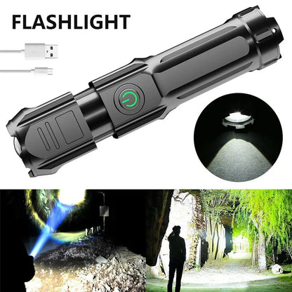 USB Rechargeable LED Tactical Torch – Waterproof Zoomable 500m Range, IPX4 for Camping, Fishing & Hiking | Av8store.com.au WOW