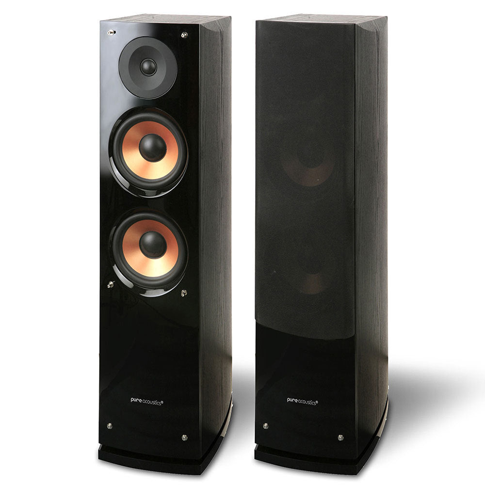Pure Acoustics Supernova 200W Floor Standing Speaker Pair - Home Theatre Black