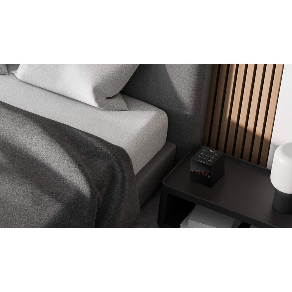 Akai Cube Alarm Clock Radio with LED display - back view