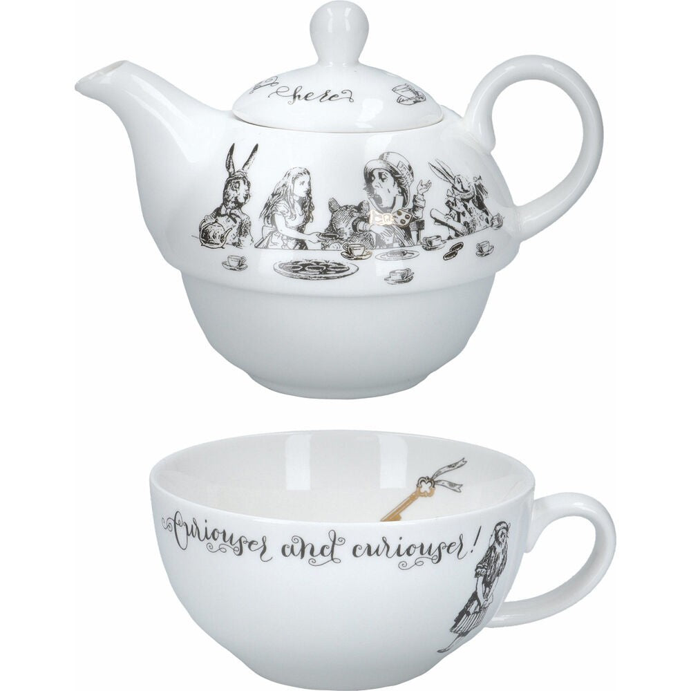 Mikasa V and A Alice in Wonderland tea for one teapot and cup set