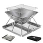 Moyasu Portable Folding Charcoal BBQ Grill & Fire Pit – Stainless Steel, Camping & Outdoor GPG Av8Store