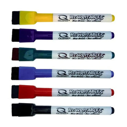 Quartet 6‑Pack Rewritable Fine Tip Markers | Colourful Dry‑Erase Pens KGS