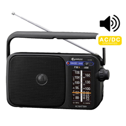 Sansai RD-768 Portable AM FM Radio with earphone jack - side view