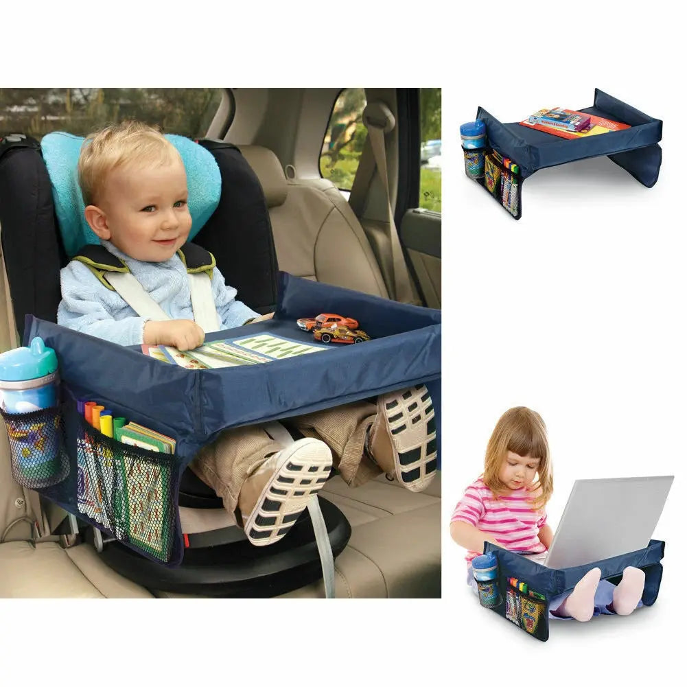 Kids Car Seat Travel Tray Portable Activity Table Drawing Board Snack Tray OZAB