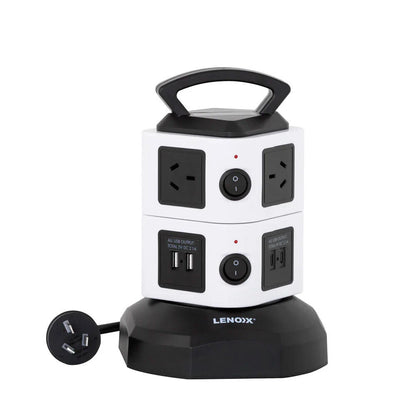Lenoxx PT610 Power Tower | 6 AC Outlets + 4 USB Fast-Charge Ports | Vertical Power Board | Av8Store Australia KGS Av8Store