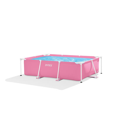 Intex 2.2 x 1.5m rectangular frame above ground swimming pool in pink