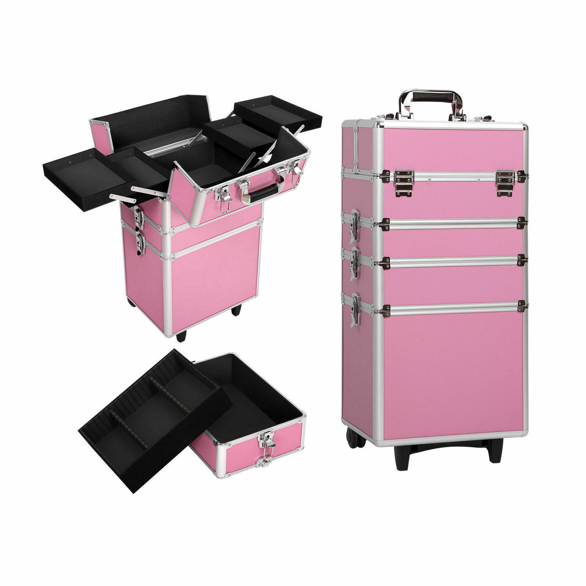 Makeup trolley stackable sections separated