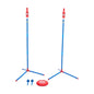 Teepee-style game set with red and blue poles on a white background