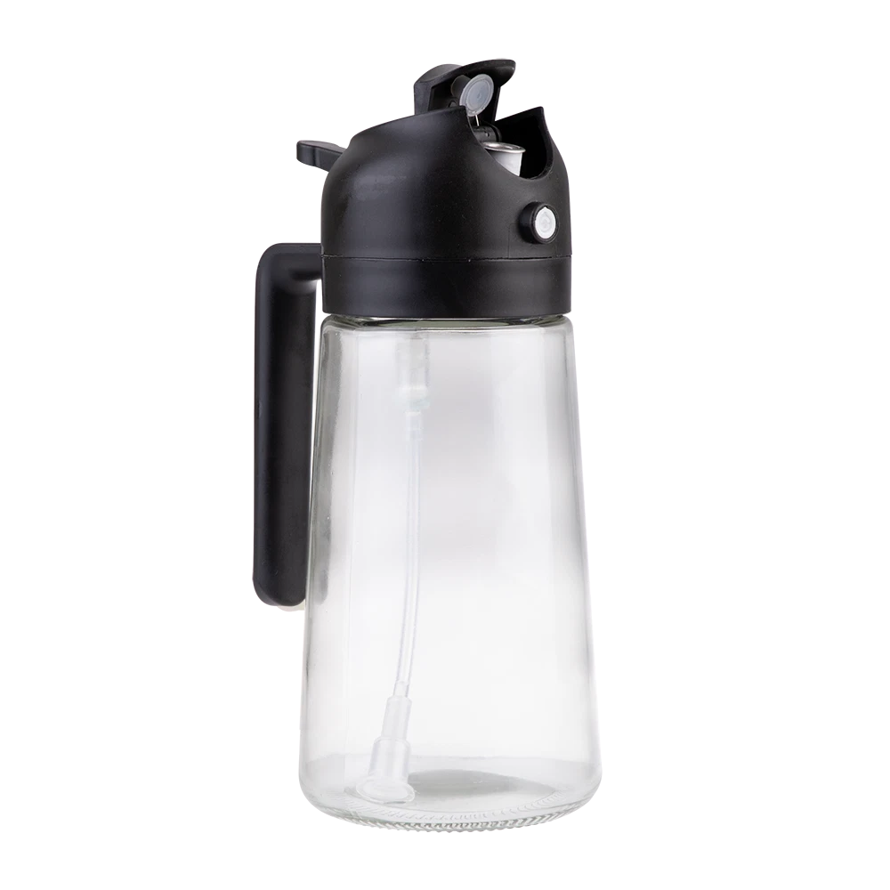 Appetito oil dispenser with flip lid and straw