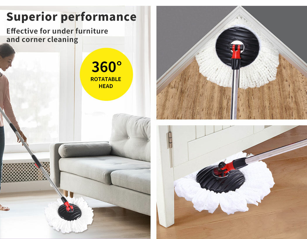 Spin mop 360 degree rotating head
