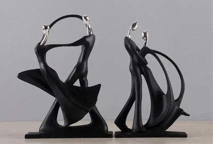 Nordic Dancing Couple | 2x Resin Figurines | Modern Art Home Decor Living Room Statue AEX