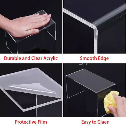 Acrylic risers on a vanity