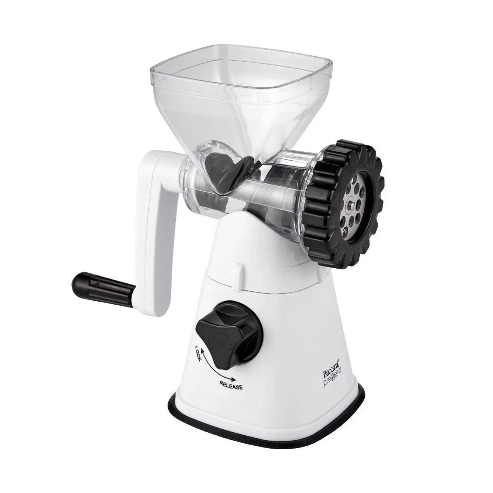 Baccarat Prepare Meat Mincer – Manual Hand Mincer with Sausage Tube & Blades