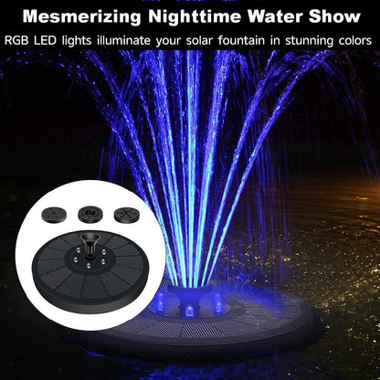 Solar fountain colour changing lights