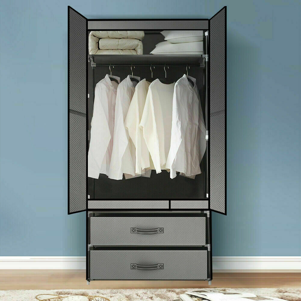 Portable wardrobe magnetic door closure