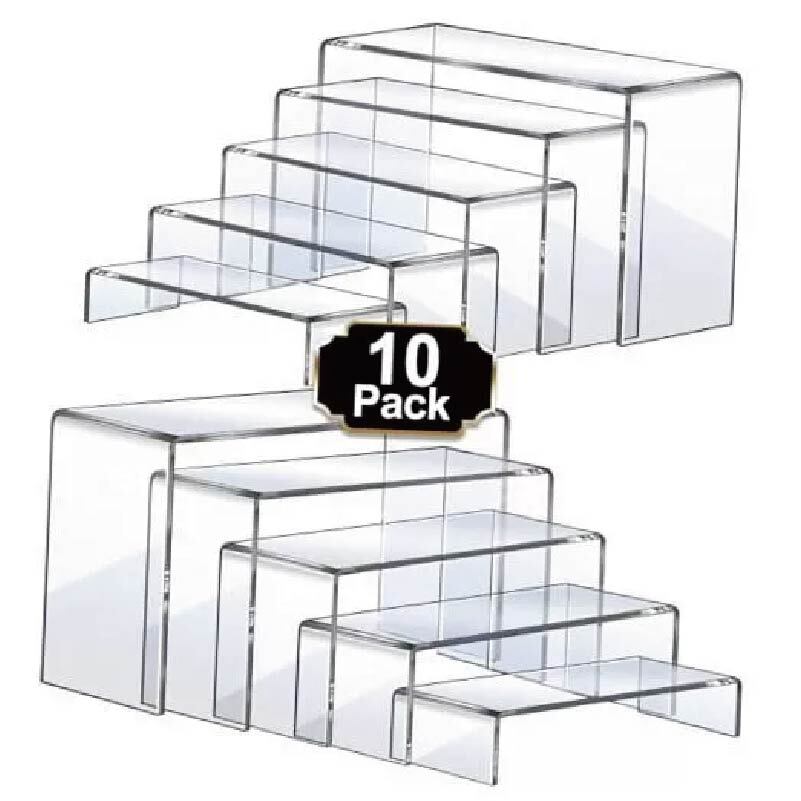 Acrylic risers displaying perfume and makeup