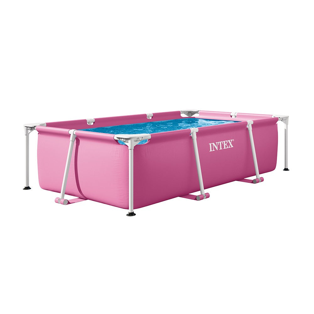 Intex frame pool set up in a backyard