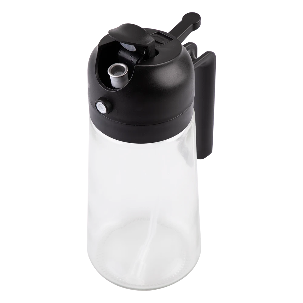 Appetito oil dispenser with pour spout handle - black
