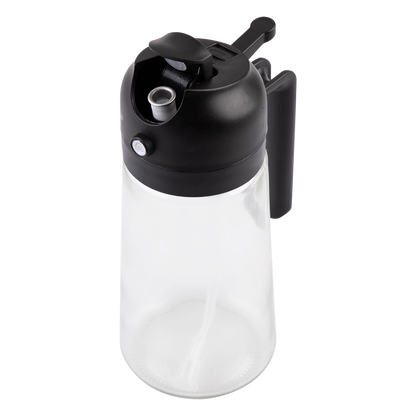 Appetito oil dispenser with pour spout handle - black