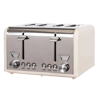 Davis & Waddell Newbury Vintage 4-Slice Toaster – Cream & Stainless Steel RBK Av8Store