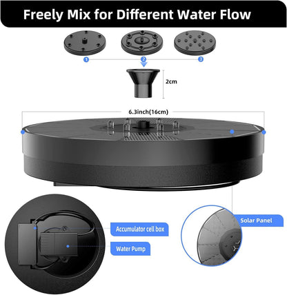 Solar fountain interchangeable nozzles