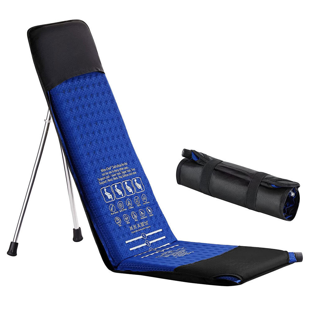 SitX AirPro inflatable pocket-sized camping chair in blue and black