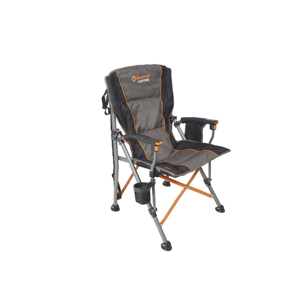 Wildtrak Cheynes Deluxe 200kg solid arm folding camping chair in black