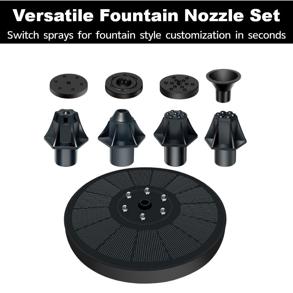 Solar fountain LED lights at night