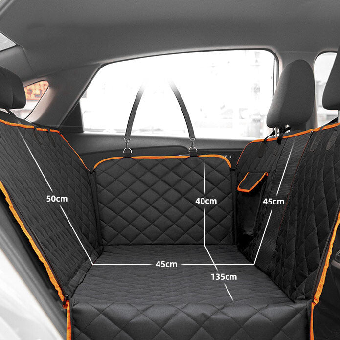 Dog seat cover hammock fitted in a car rear seat