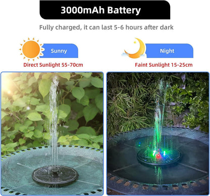 Solar fountain with birds bathing