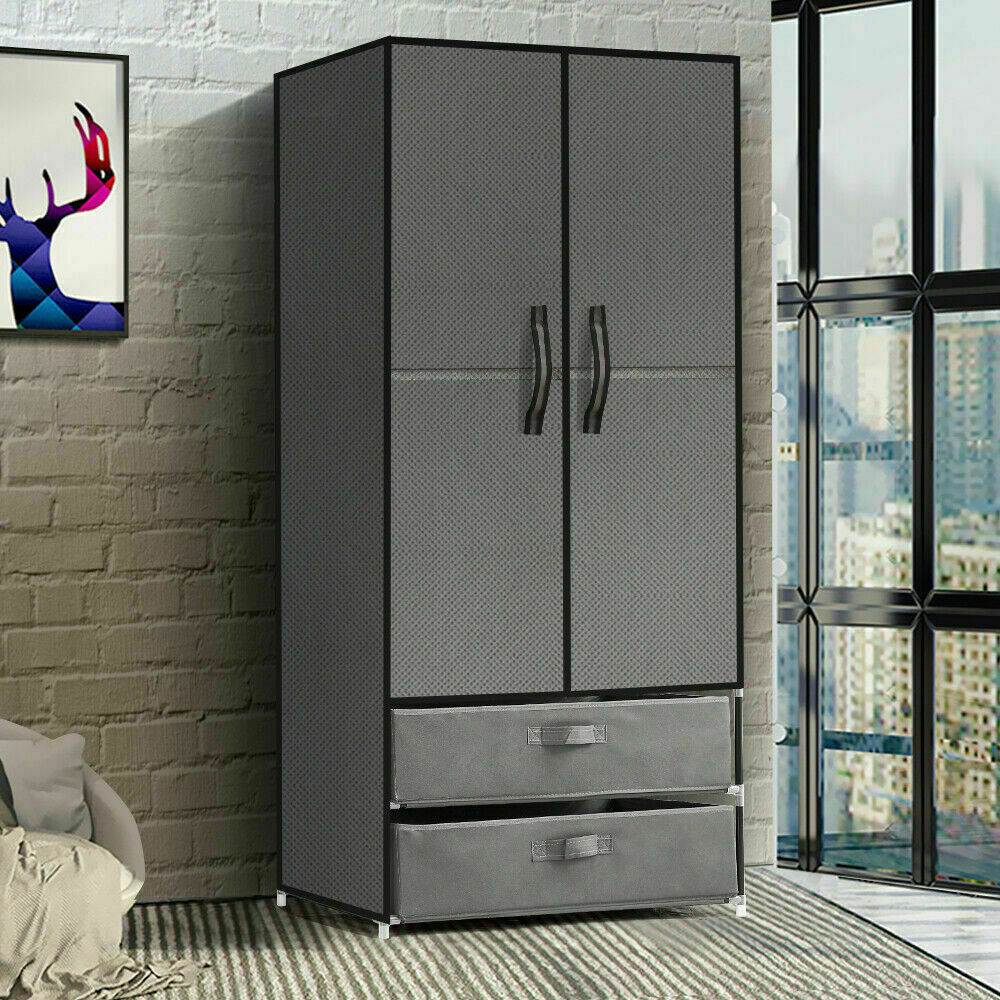 Portable wardrobe in a bedroom