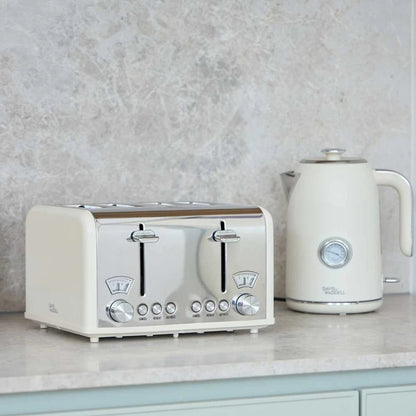 Davis & Waddell Newbury Vintage 4-Slice Toaster – Cream & Stainless Steel RBK Av8Store