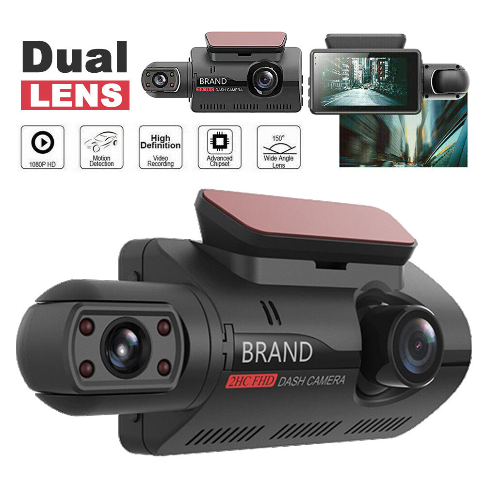 1080P dual lens dash cam with 3 inch screen
