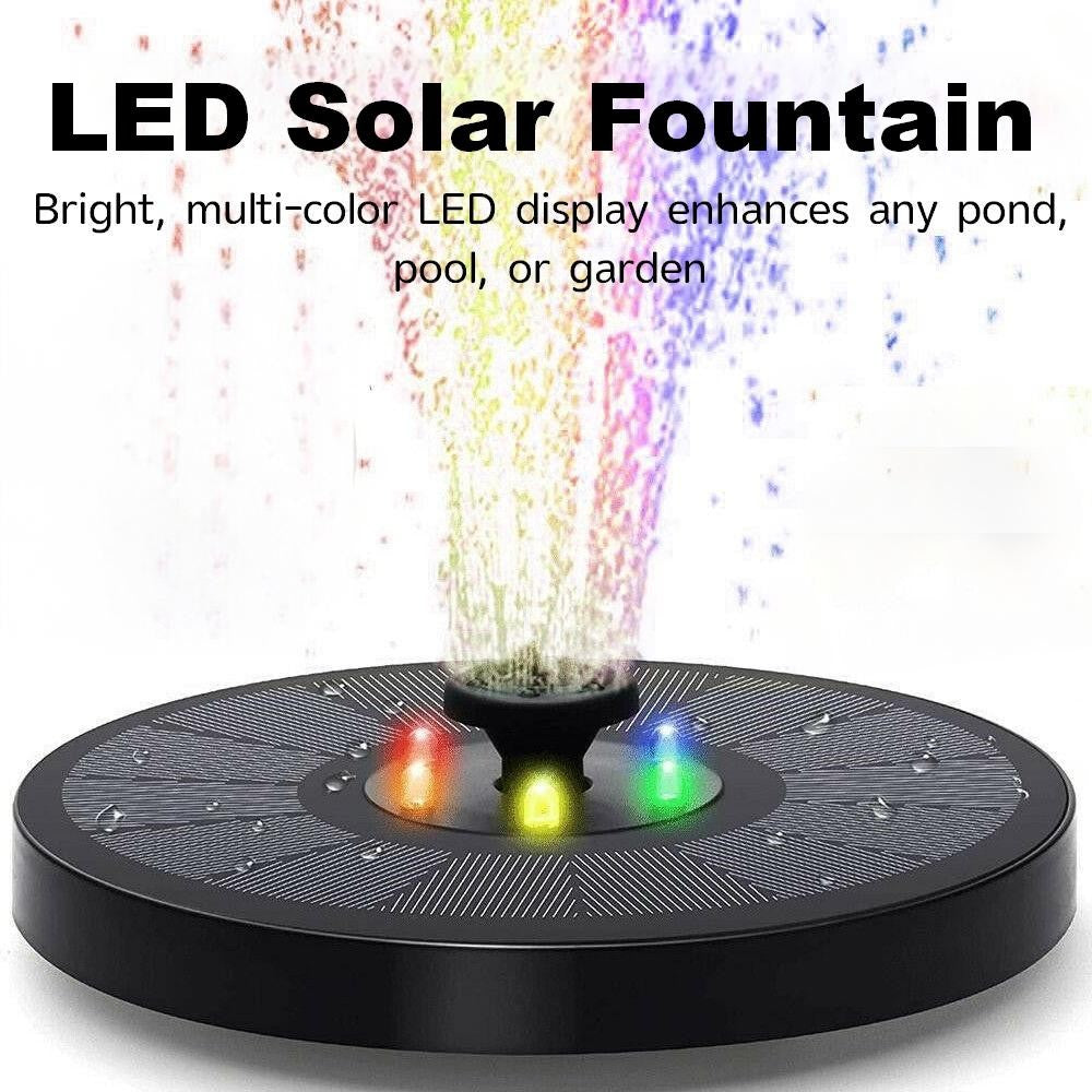 3W solar fountain pump with LED lights for bird bath