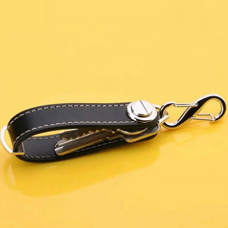 Men Genuine Leather Smart Key Holder Compact Folder Organizer Clip Keychain OZAB