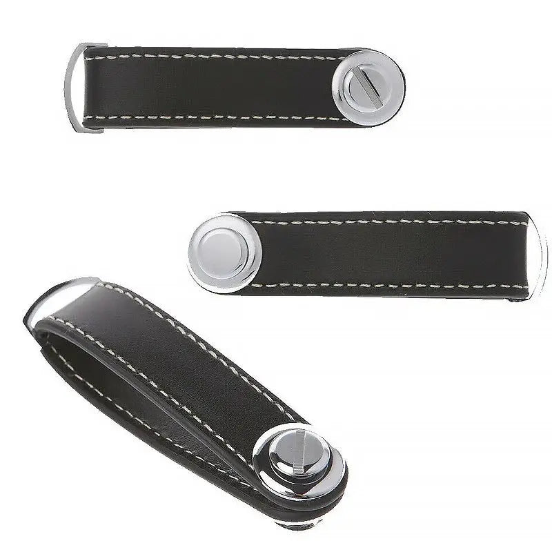 Men Genuine Leather Smart Key Holder Compact Folder Organizer Clip Keychain OZAB