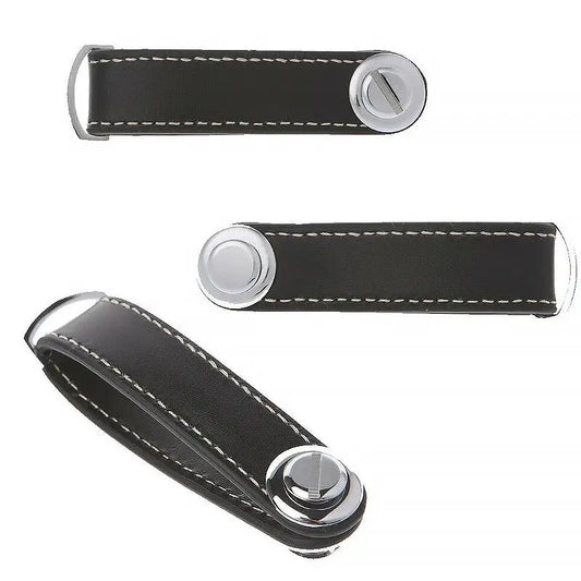 Men Genuine Leather Smart Key Holder Compact Folder Organizer Clip Keychain OZAB