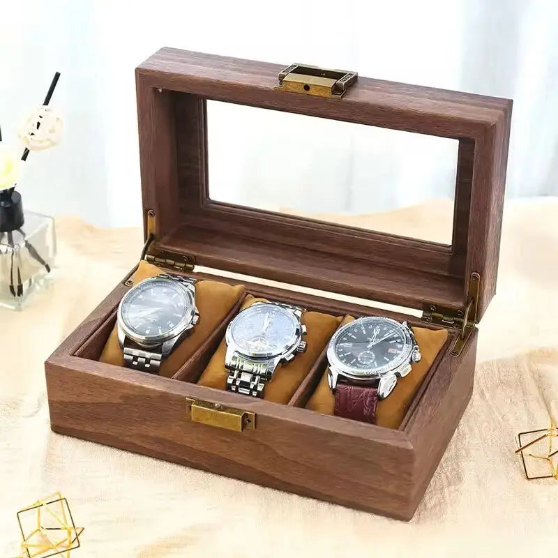 3 Slot Wooden Watch Box Display Case Organizer Storage Gift Packaging OZAB