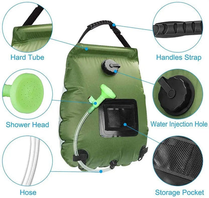 20L Solar Camp Shower Bag Portable Outdoor Heating Water Pipe Camping Hiking OZAB